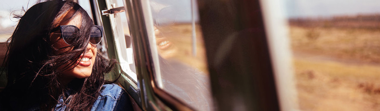 Woman on Bus Image